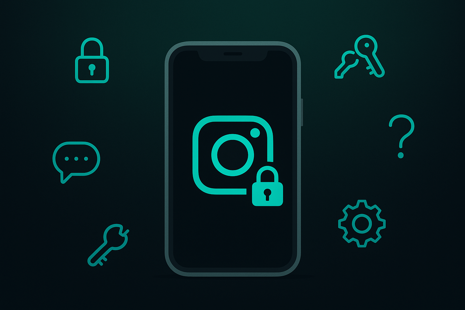 Ilustração de celular com ícone do Instagram bloqueado por um cadeado