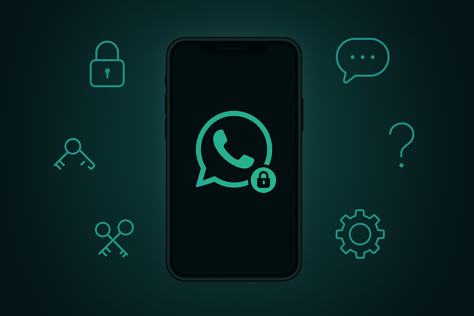 Ilustração de celular com ícone do WhatsApp bloqueado por um cadeado
